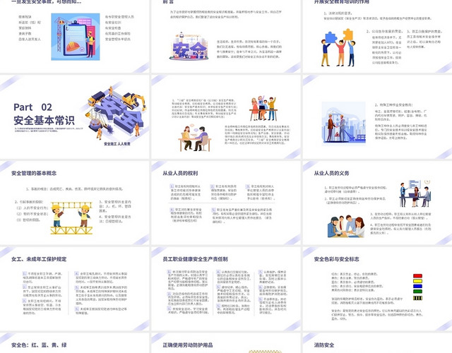 紫色简约商务风新员工入职安全教育培训课件PPT课件PPT模板
