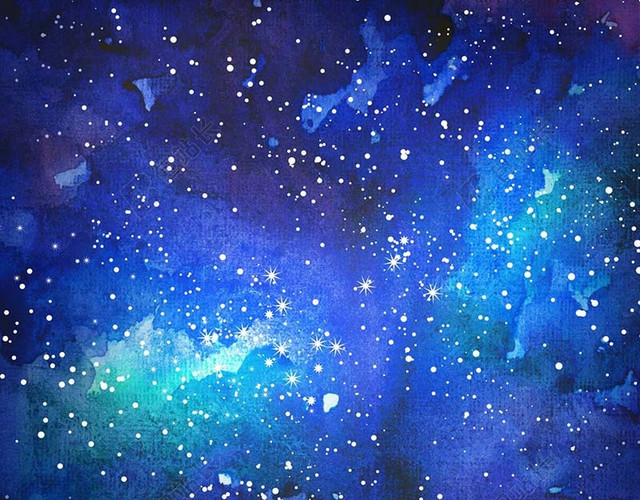 蓝色水彩晕染星空背景