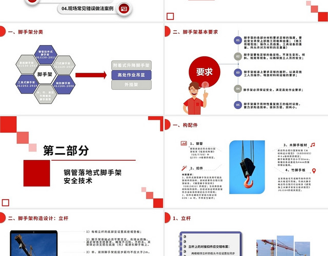 红色简约培训课件PPT脚手架安全培训脚手架工程安全培训