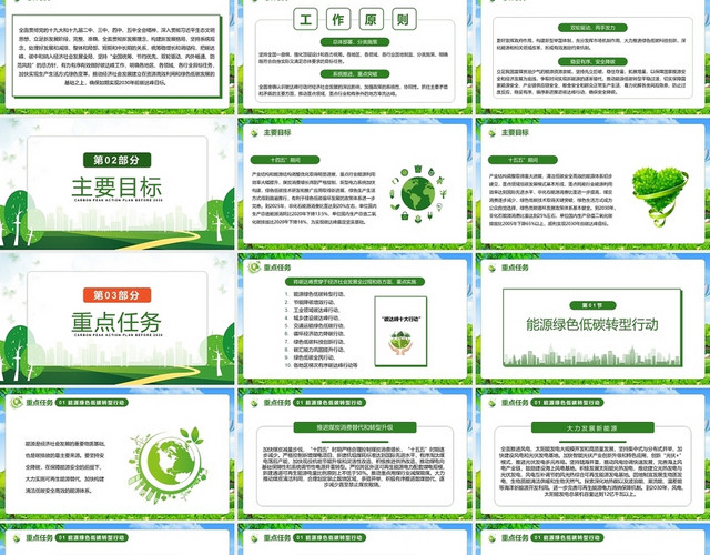 绿色清新2030碳达峰行动方案PPT模板
