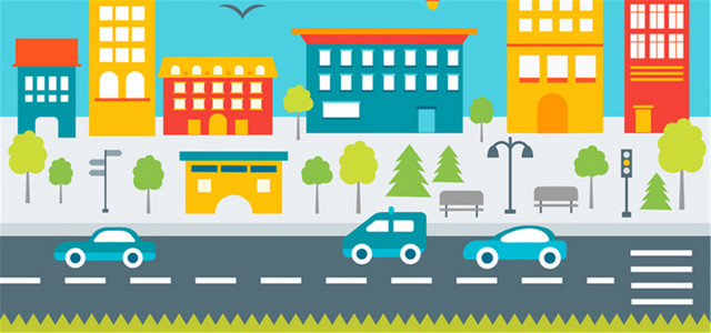 道路汽车卡通背景