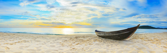 沙滩唯美夕阳背景BANNER　