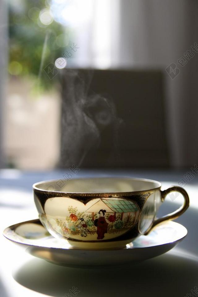 黄色广告健康美味热茶背景图片