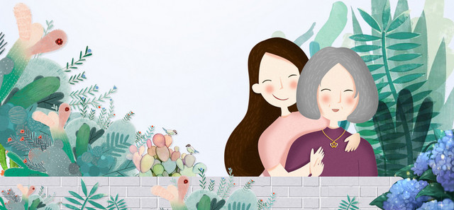 母亲节文艺植物手绘绿色BANNER