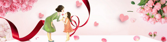 母亲节康乃馨花瓣爱心温馨粉BANNER