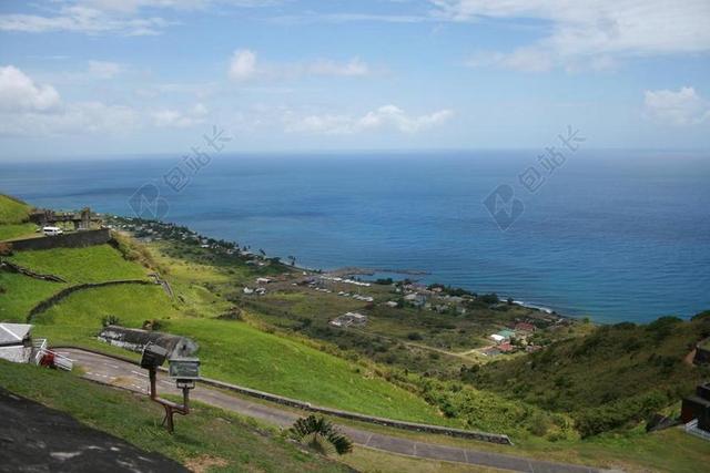 加勒比海 海 云 海滩 海洋 圣基茨和 NAVIS 硫磺山炮台