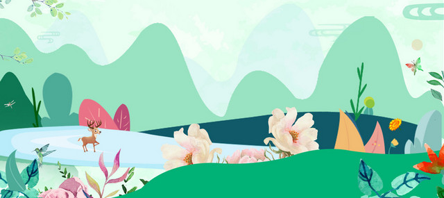 春季上新文艺几何花朵绿BANNER