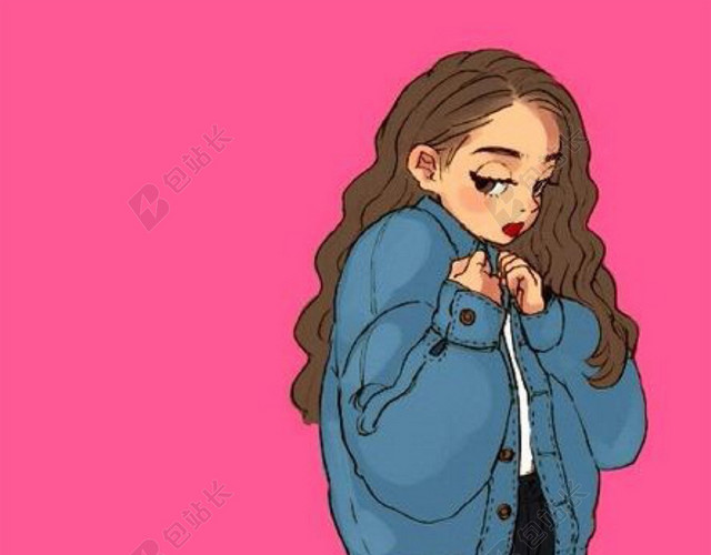 粉色卡通H5背景美女