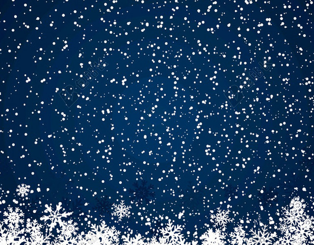 圣诞夜雪花纷飞蓝色背景图