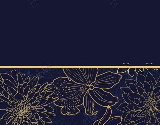 蓝色奢华金色花纹H5背景