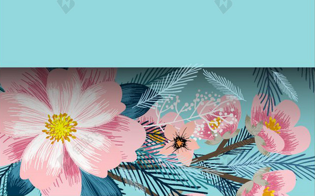 婚礼唯美花朵邀请函背景图