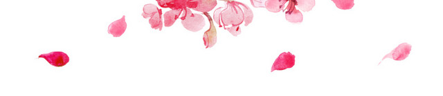 手绘粉色桃花圆形花环