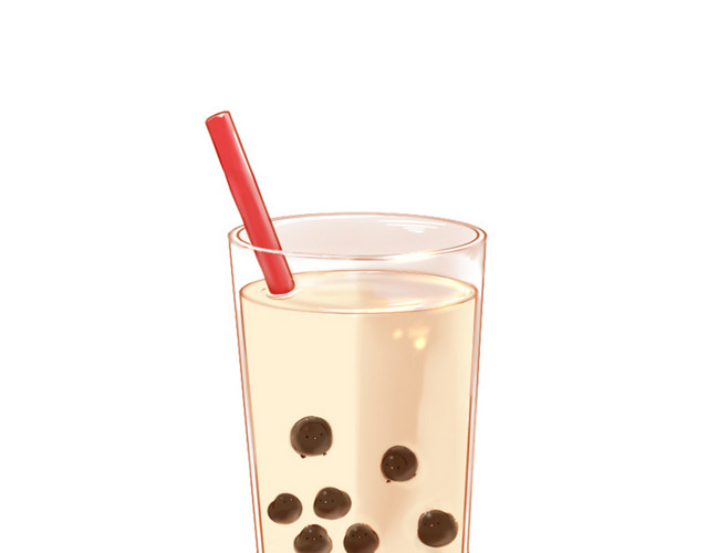 手绘红豆奶茶设计元素
