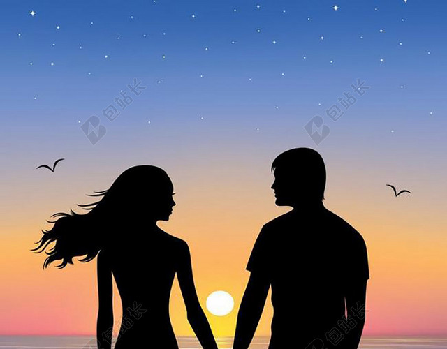 浪漫七夕情侣背影背景