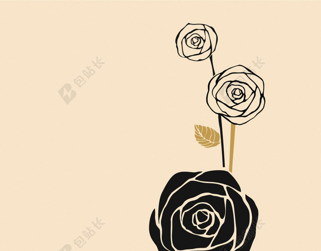漂亮手绘玫瑰花h5背景素材 包站长