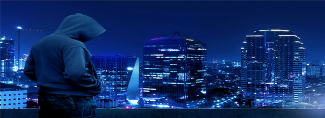 城市建筑夜景黑色网络安全背景