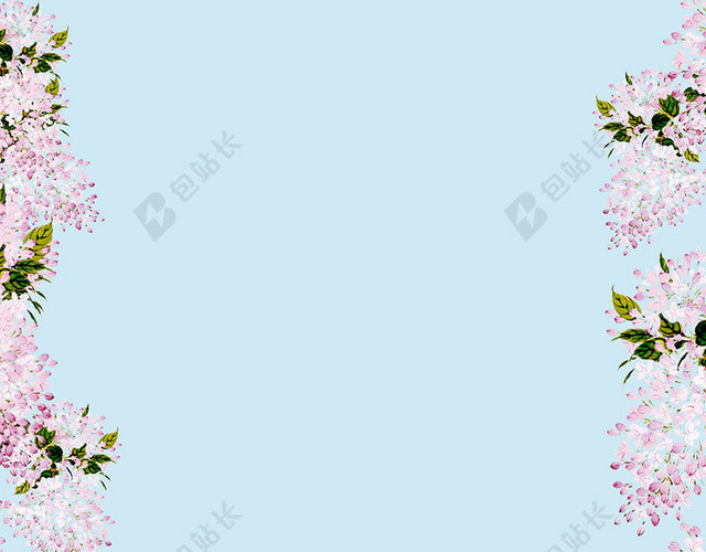 小清新蓝色复古花背景