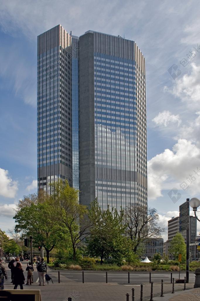 旅游简约法兰克福摩天大楼室外装饰宣传背景图片
