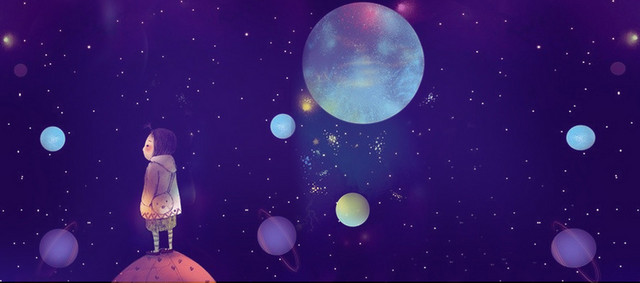卡通小女孩展望背景BANNER