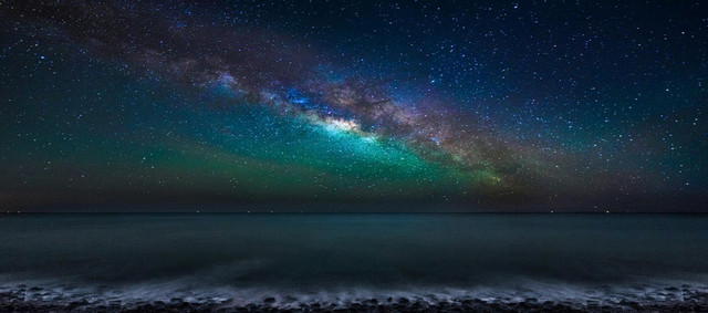 夜晚星空星星海洋背景