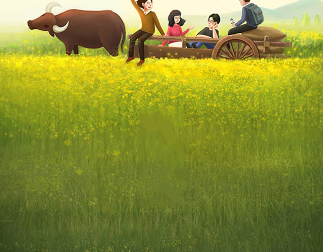绿色手绘H5背景