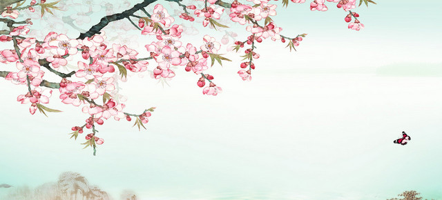 水墨桃花背景