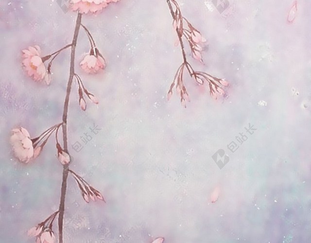 中国风桃花水墨画H5背景