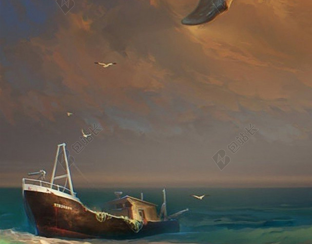 海边风景油画H5背景