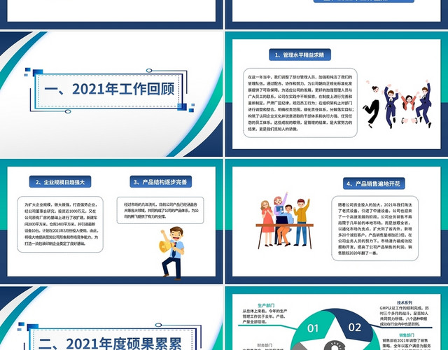 蓝色 简约商务 总经理年终总结