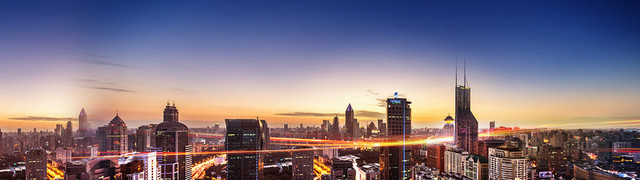 黄昏城市灯光建筑背景