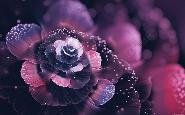 绚丽紫红色花朵海报背景素材