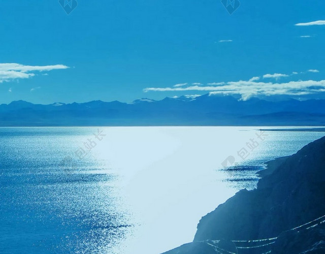 海边蓝色滤镜艺术风景H5背景