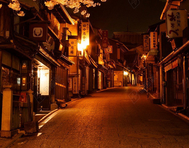 夜晚小巷浪漫背景