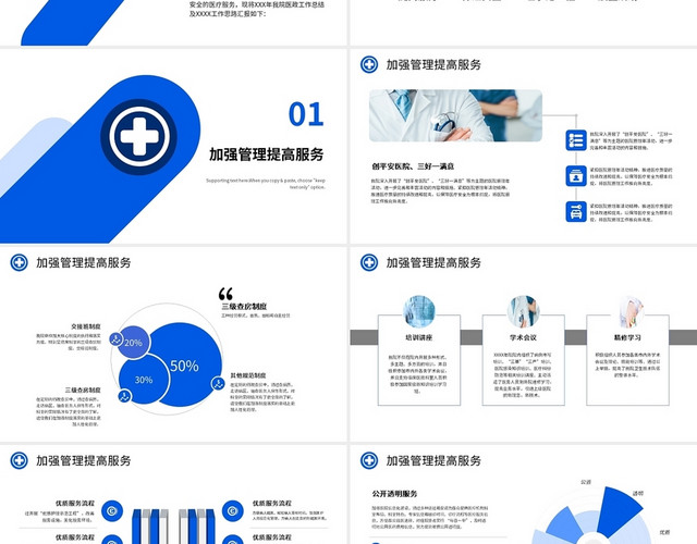蓝色简约医院年终总结PPT模板