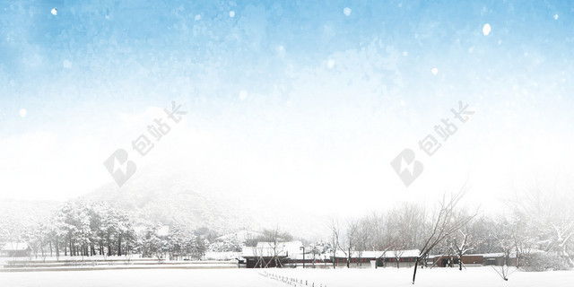 冬日雪景清新背景