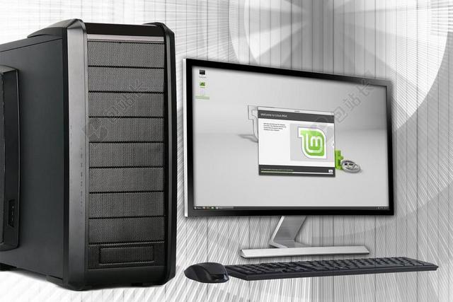 办公室 PC 计算机 桌面 LINUX的 显示器 键盘 鼠标