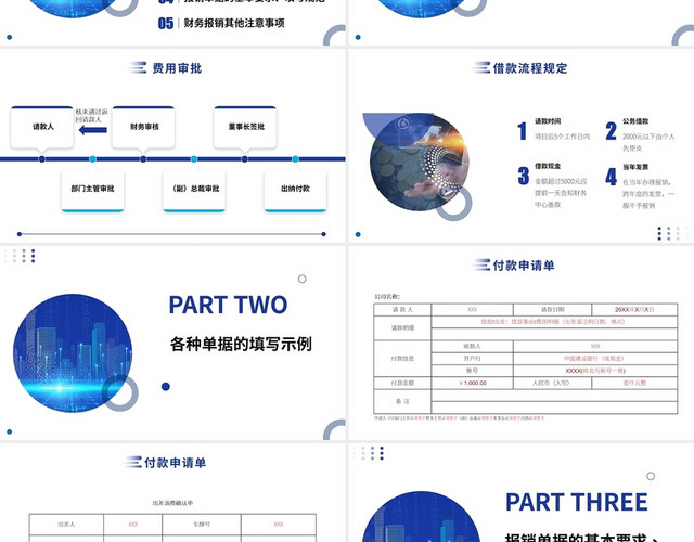 蓝色商务风财务日常费用报销培训PPT模板