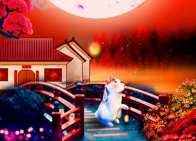 花月圆中秋节主题海报背景