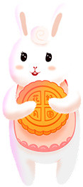卡通兔子抱月饼中秋节素材