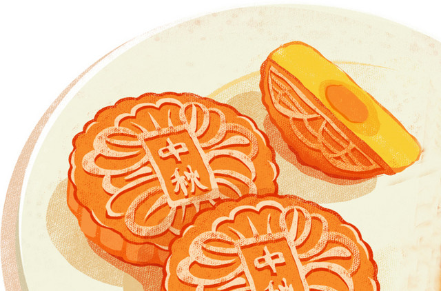 手绘月饼中秋节素材