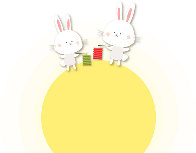 卡通兔子月亮中秋素材