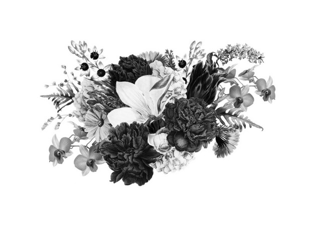 浪漫黑白婚礼花束花朵PNG素材