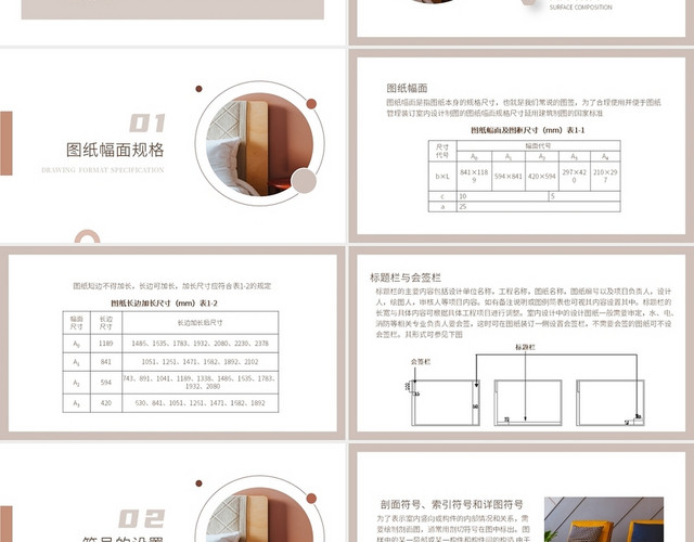 奶茶色简约高级室内设计施工图详细说明及制图规范说明PPT