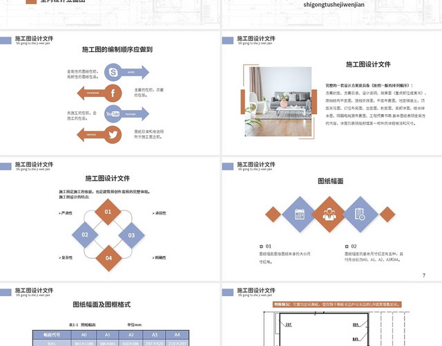 兰橘色商务简约风格室内设计施工PPT工作培训PPT室内设计施工图 (3)