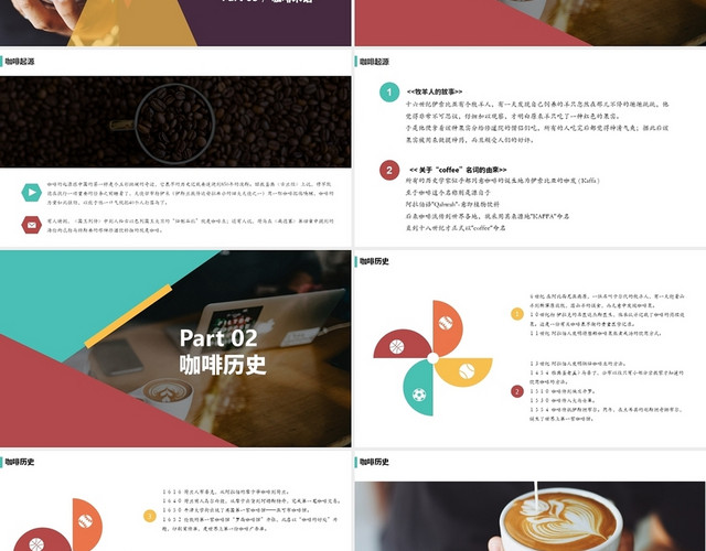 彩色 彩色图形简约 咖啡文化 咖啡创业计划书PPT