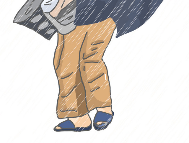 风雨中打伞少年素材
