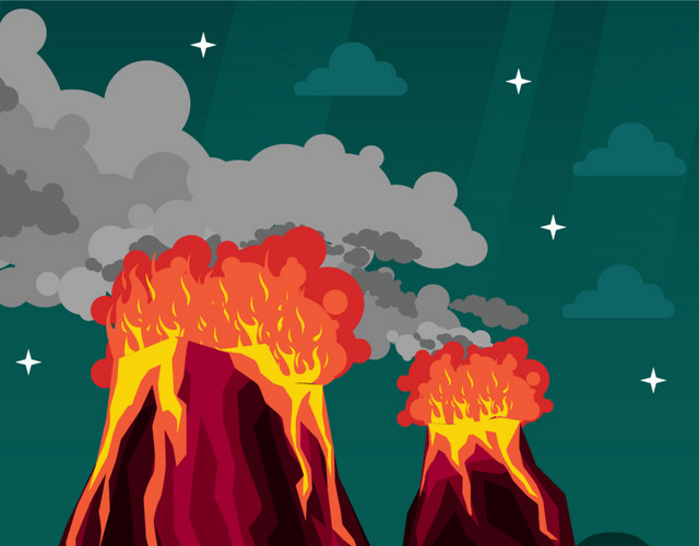 卡通火山喷发素材