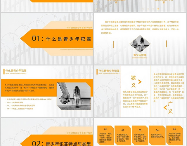 灰色简约风认识与预防青少年犯罪主题班会PPT模板