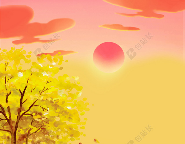 唯美黄昏重阳节海报背景温馨