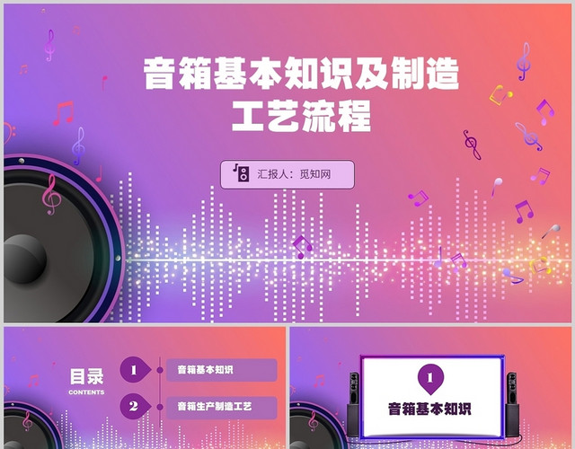 紫色简约音箱基本知识及制造工艺流程培训PPT